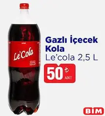 LE'COLA GAZLI İÇECEK KOLA 2,5 L fiyat ve kampanya bilgisi